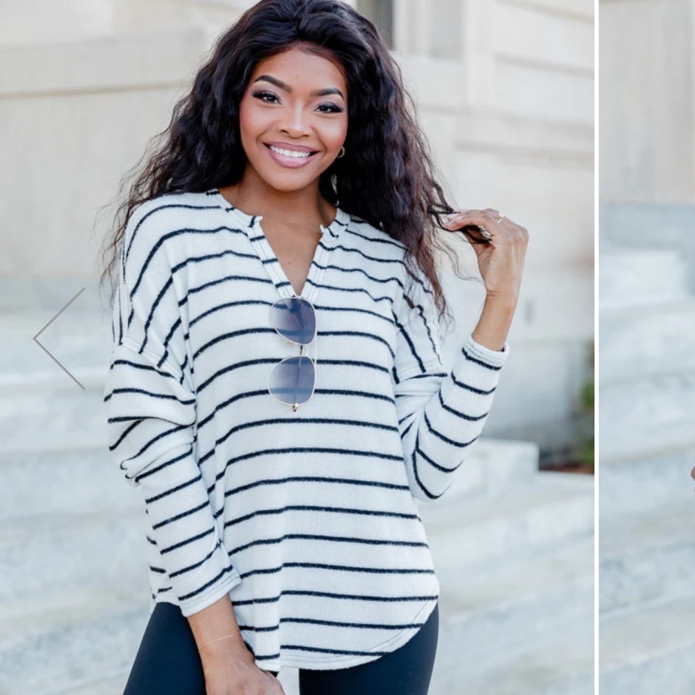 Pink lily striped sweater top